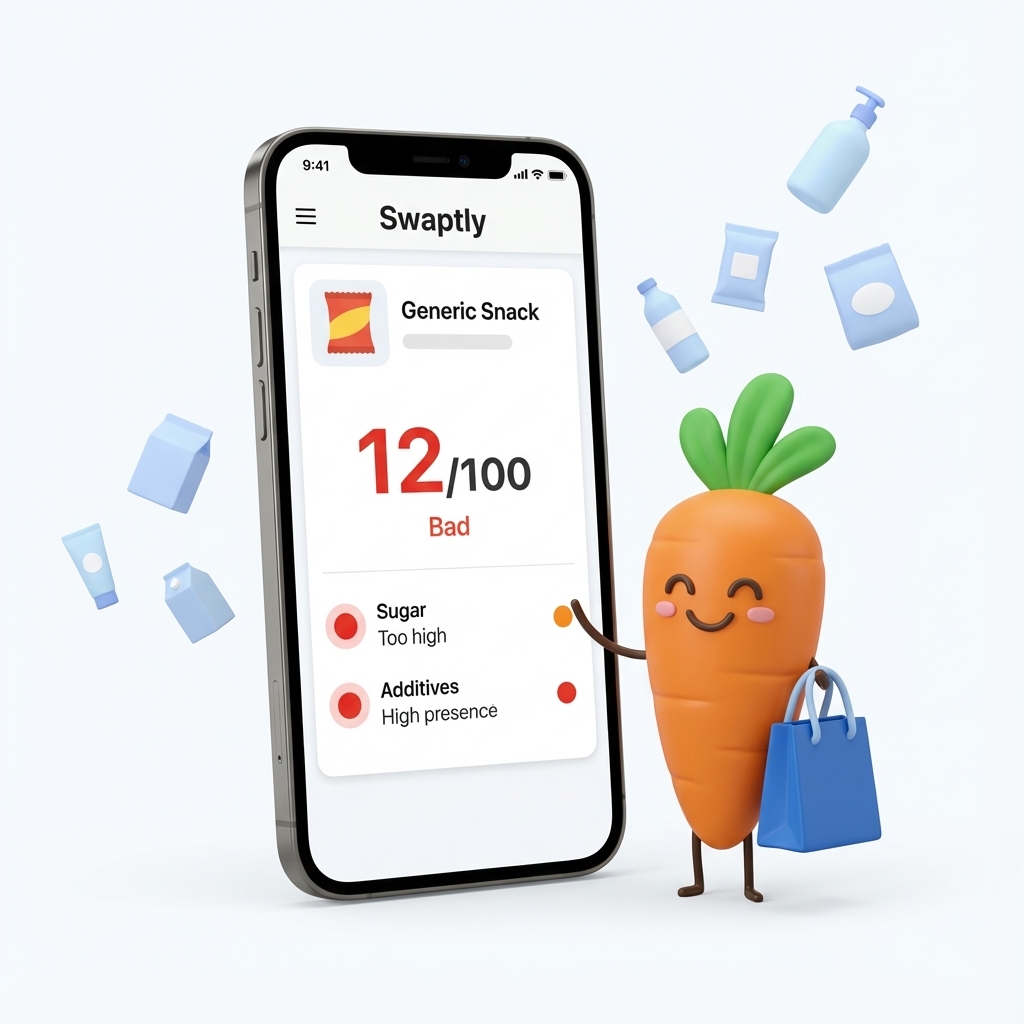 Swaptly App with Carrot Mascot
